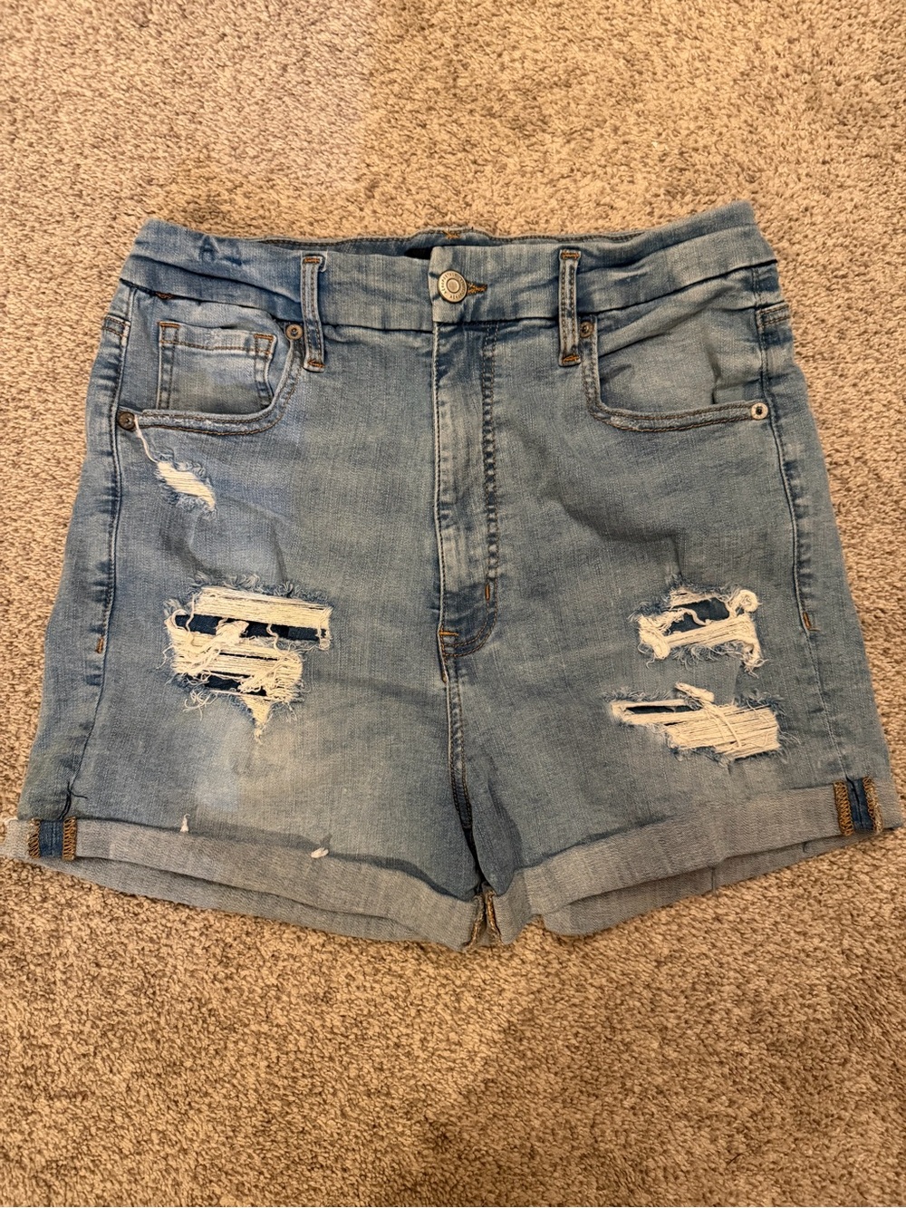 Aeropostale Light Blue Distressed Super High Rise Curvey Denim Shorts